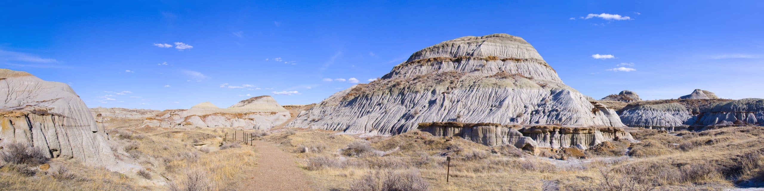 Hoodoos en Badlands in Dinosaur Provincial Park in Alberta