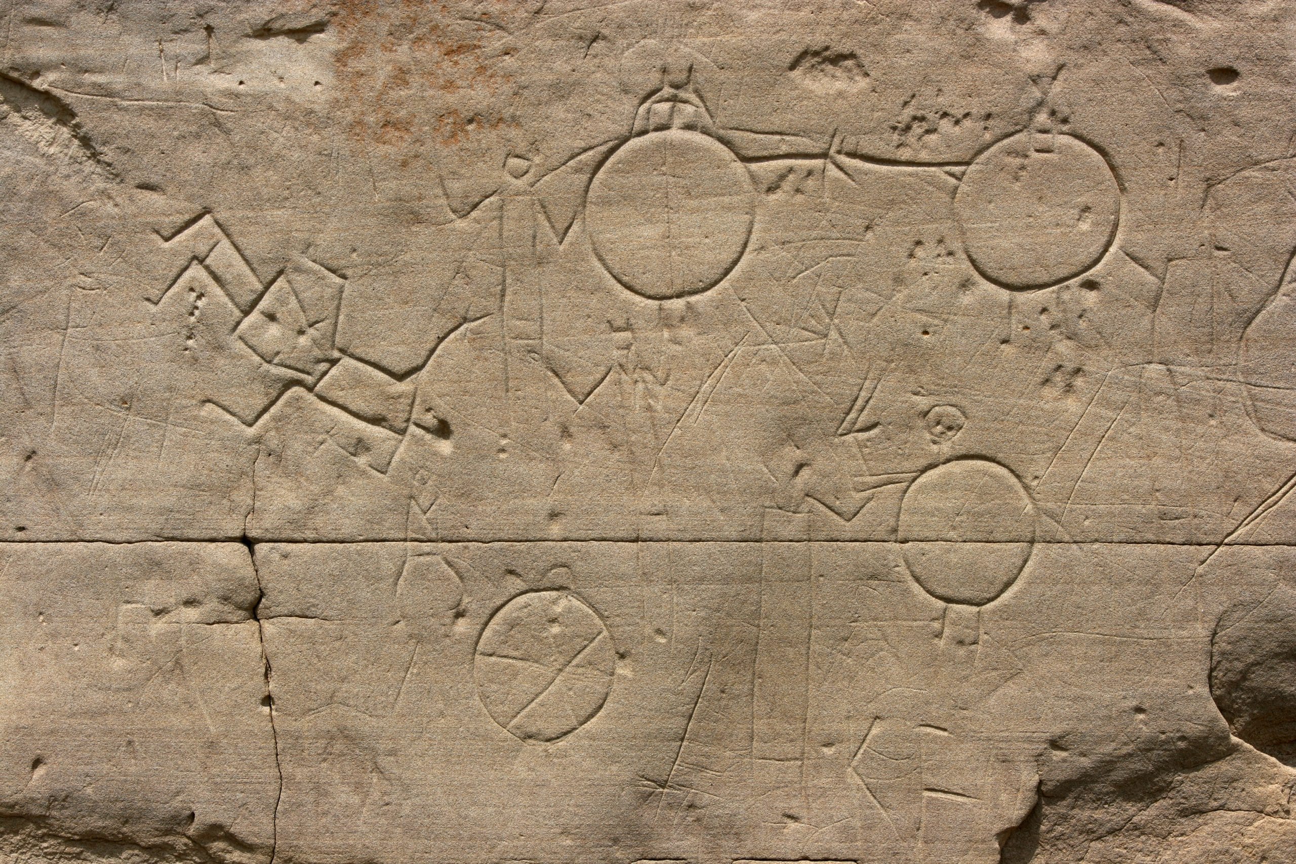 Rotstekeningen in Writing-on-Stone Provincial Park in Alberta